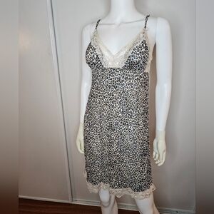 Victoria's Secret Leopard Print Lace Trim Chemise Night Gown
